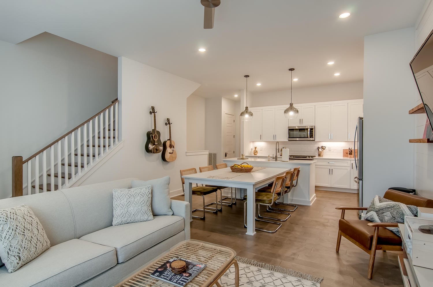 Cozy open-plan living and kitchen.