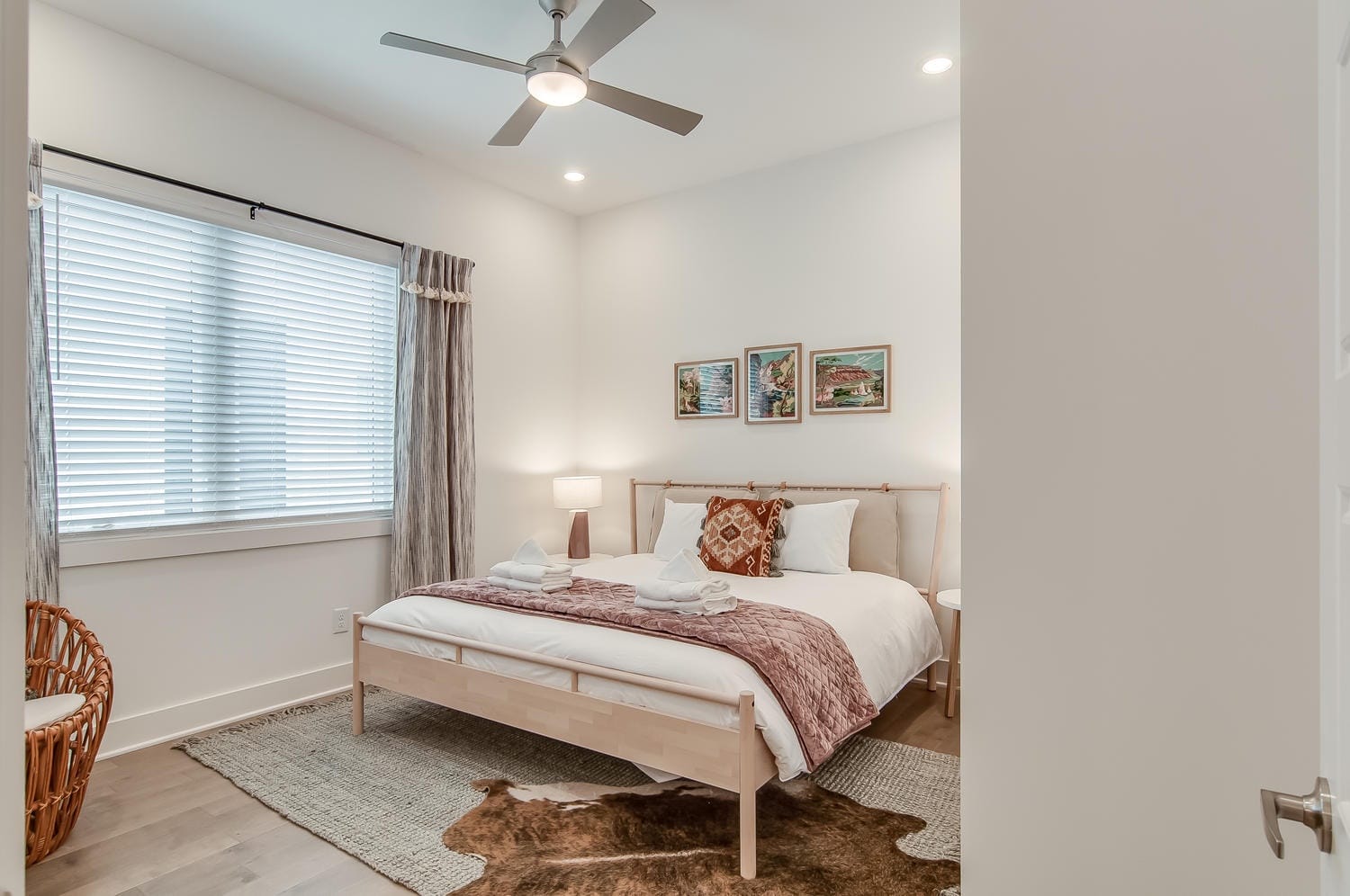 Cozy bedroom with modern decor.