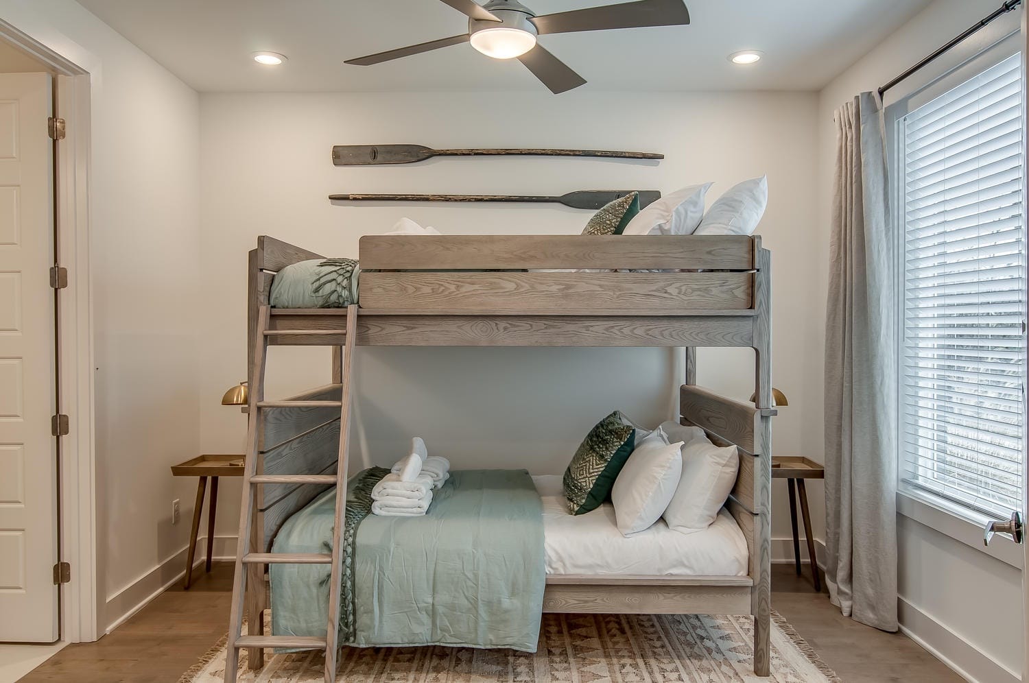 Cozy bedroom with bunk beds.