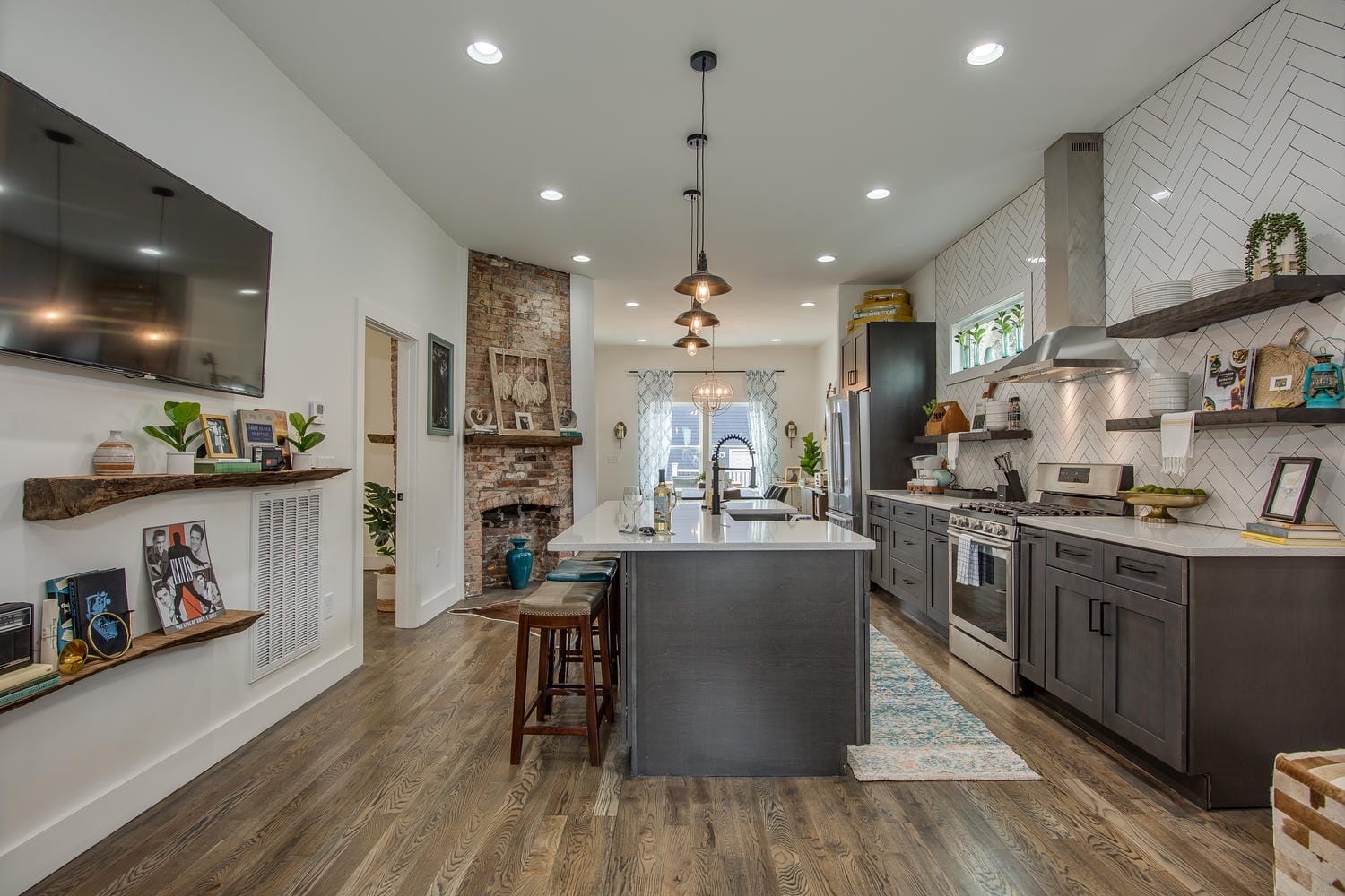 Modern kitchen with center island.