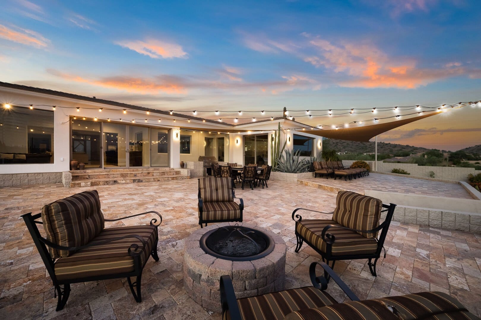 Spacious patio with outdoor seating.