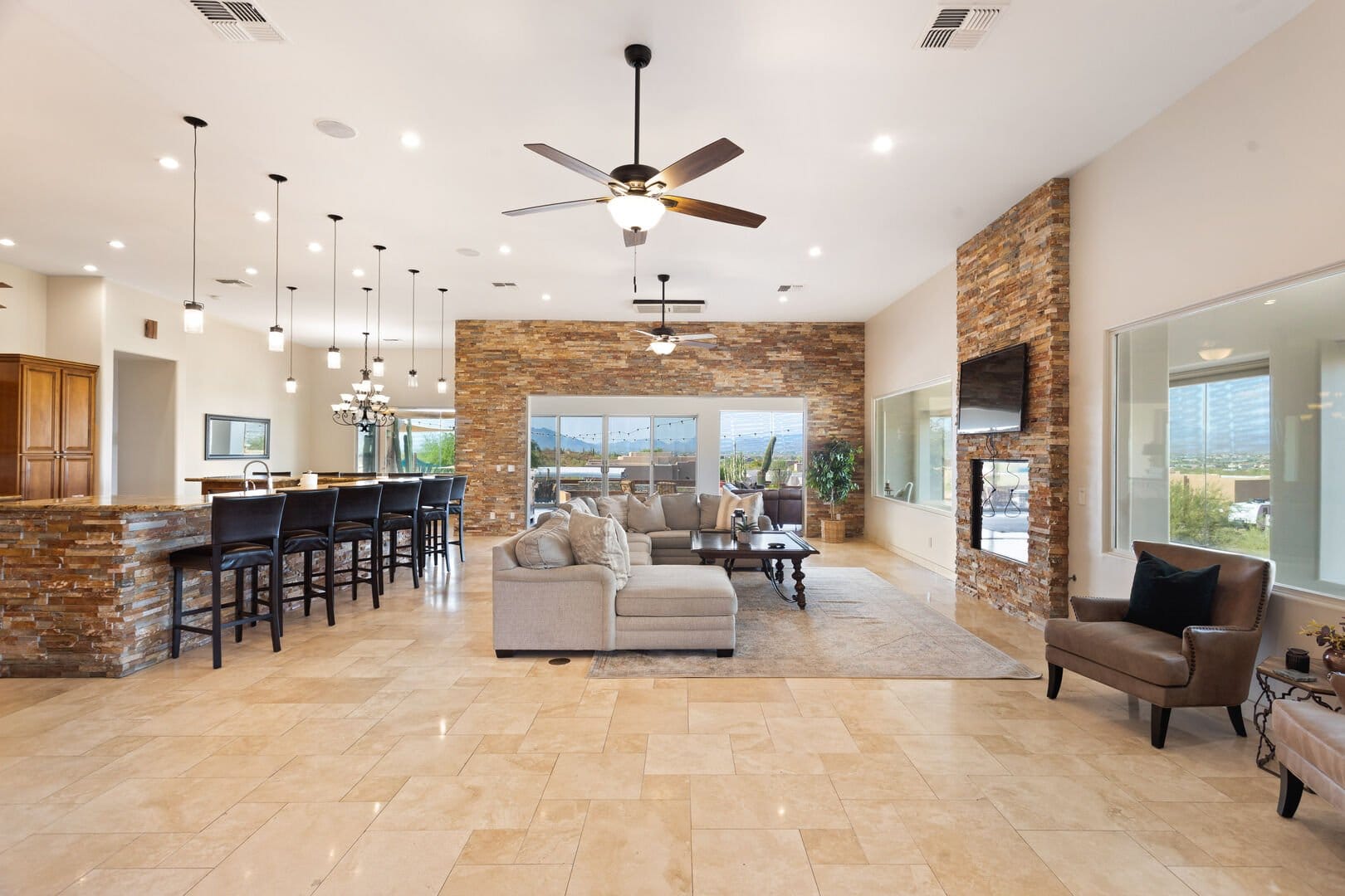 Open-concept living room and kitchen