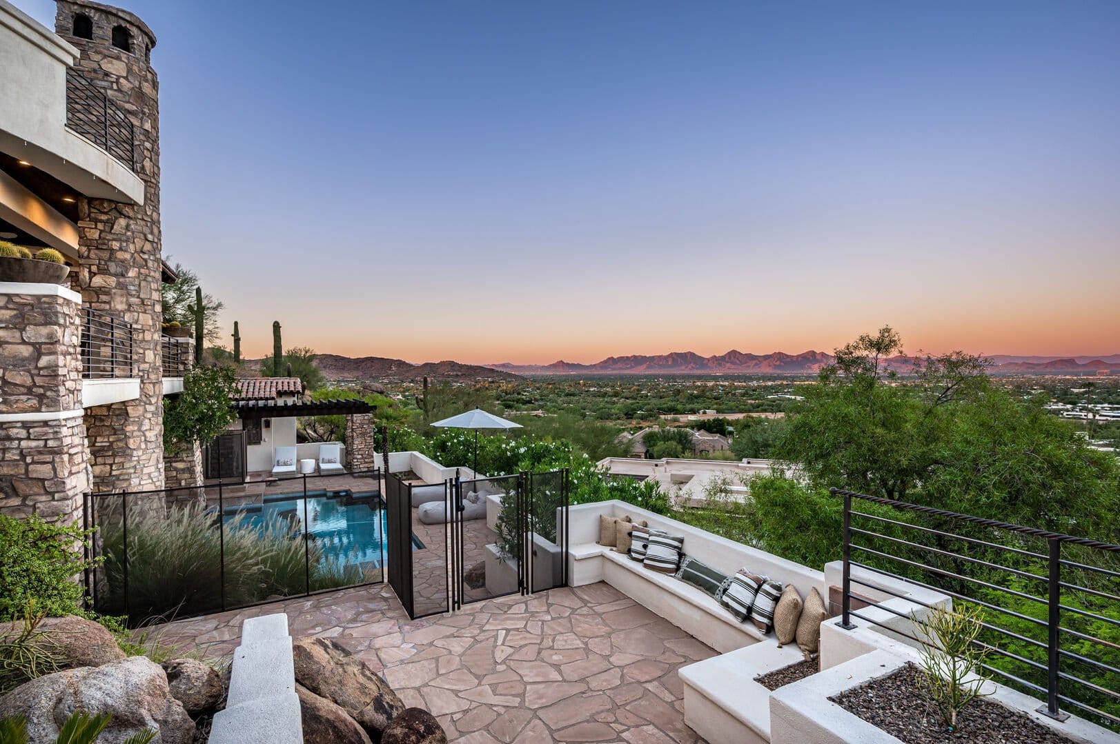 Luxurious terrace with mountain view.