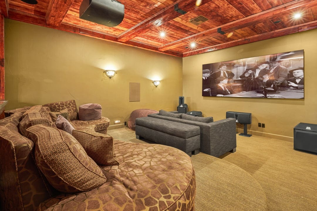 Luxurious home theater room interior.