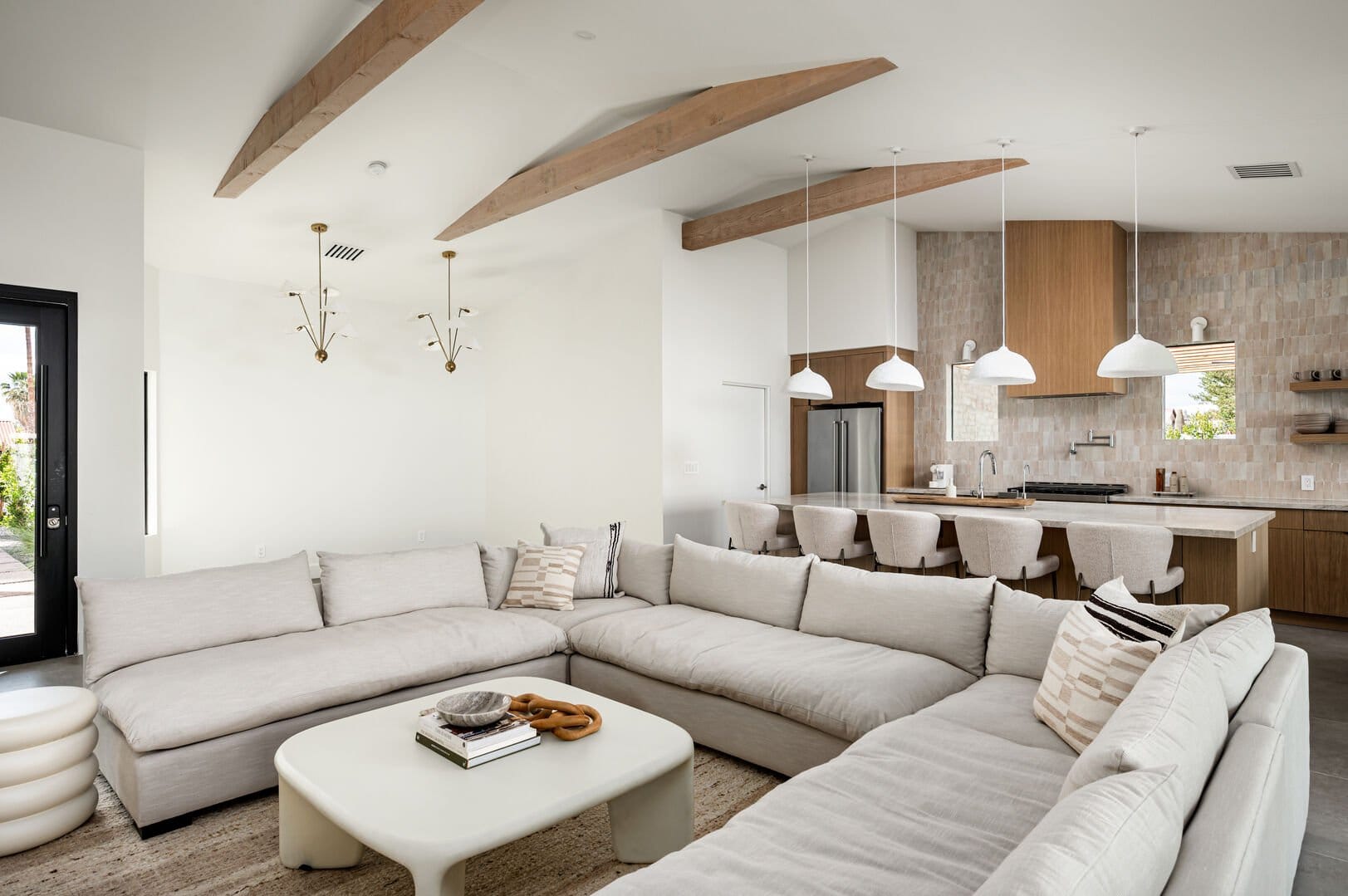 Modern open-plan living room kitchen.