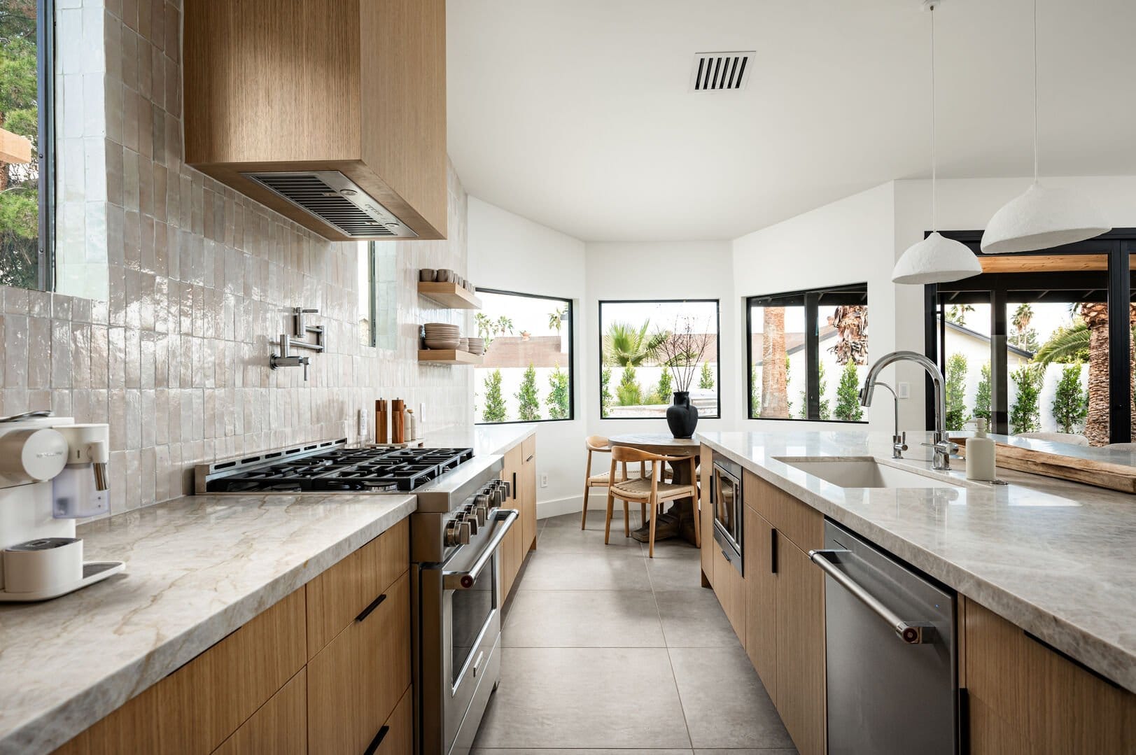 Modern kitchen with natural light.