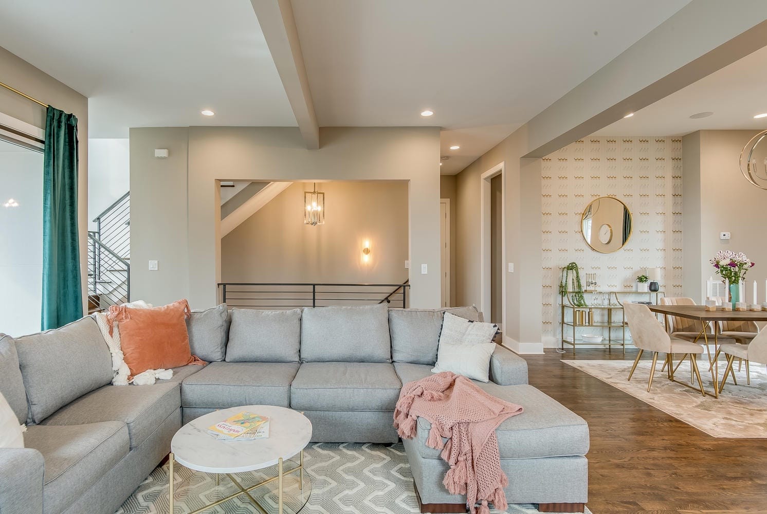 Modern living and dining room.