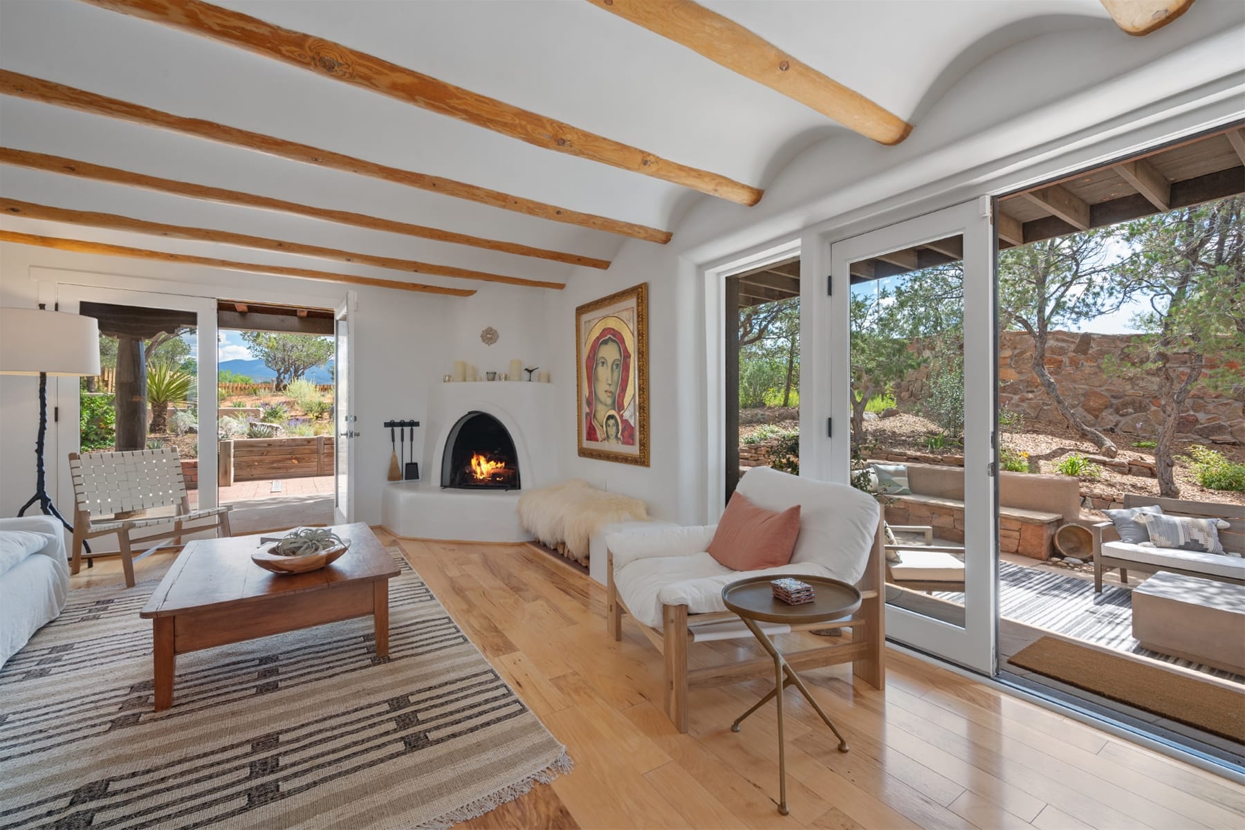 Bright living room with outdoor view.