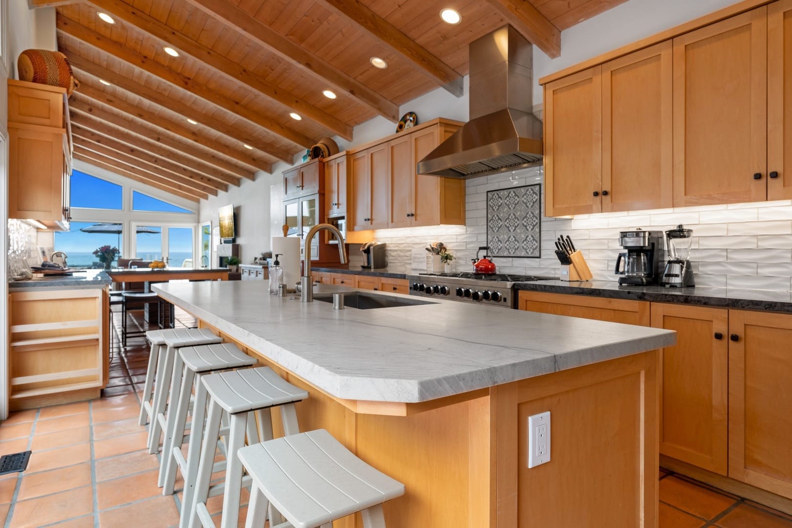 Spacious modern kitchen with island.