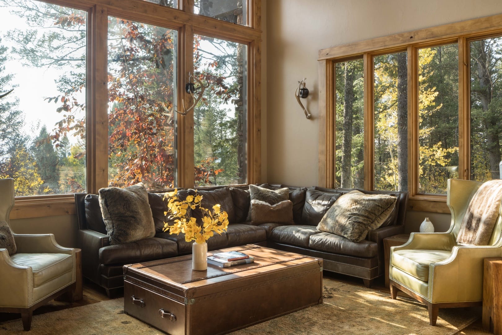 Cozy living room with large windows.