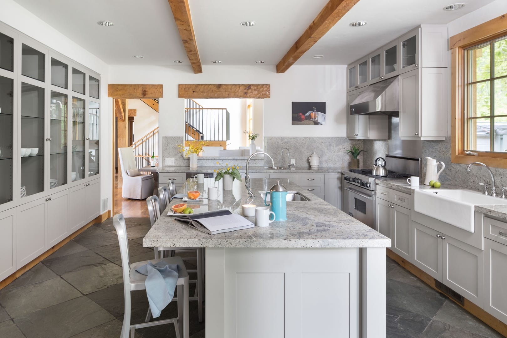 Modern kitchen with island countertop.