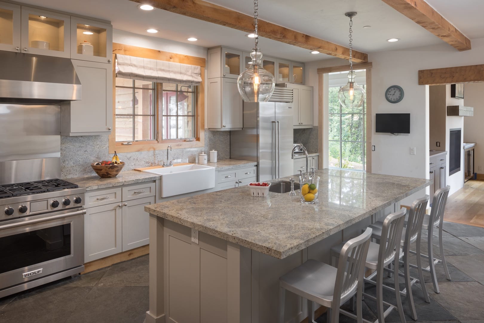 Modern kitchen with island counter.