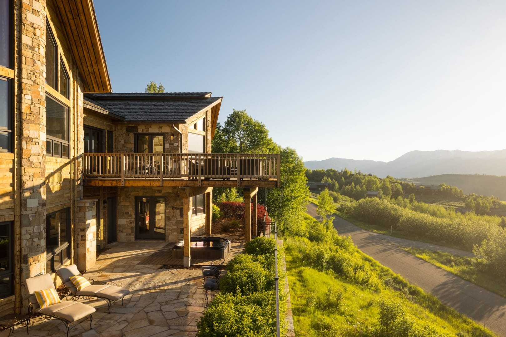 Rustic house with mountain view.