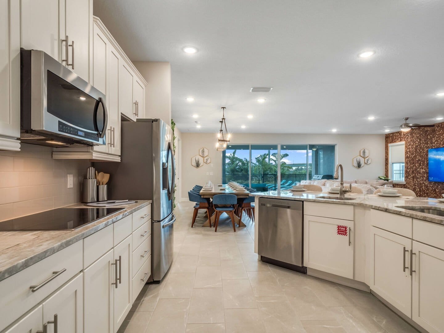 Modern open-concept kitchen and living space.