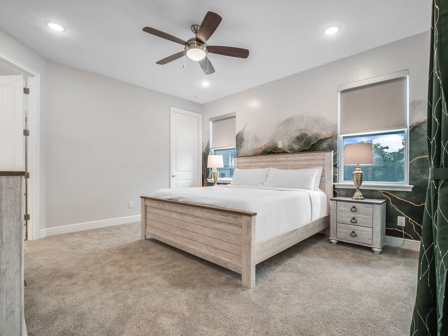 Modern bedroom with contemporary decor.