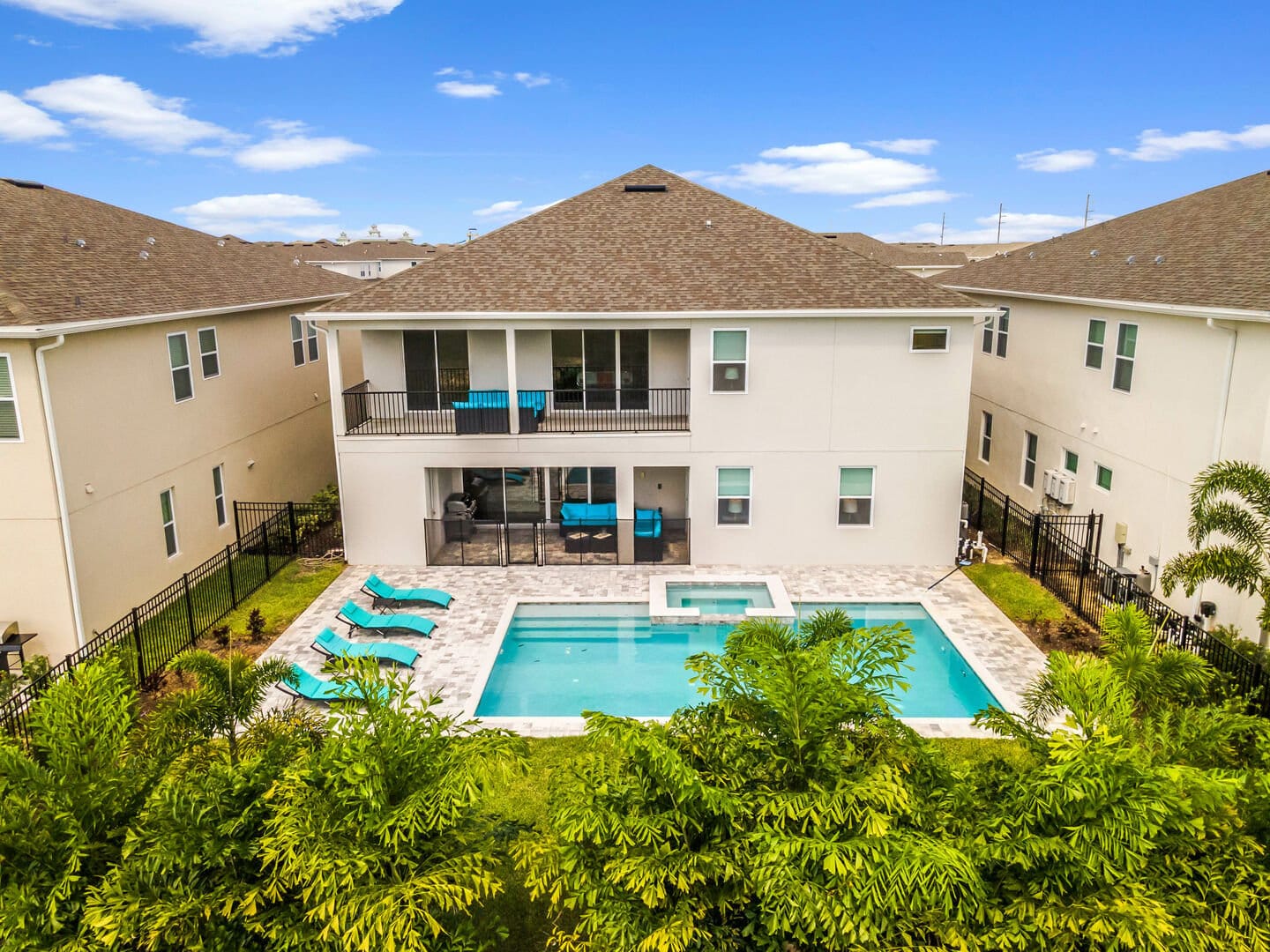 House with pool in backyard.