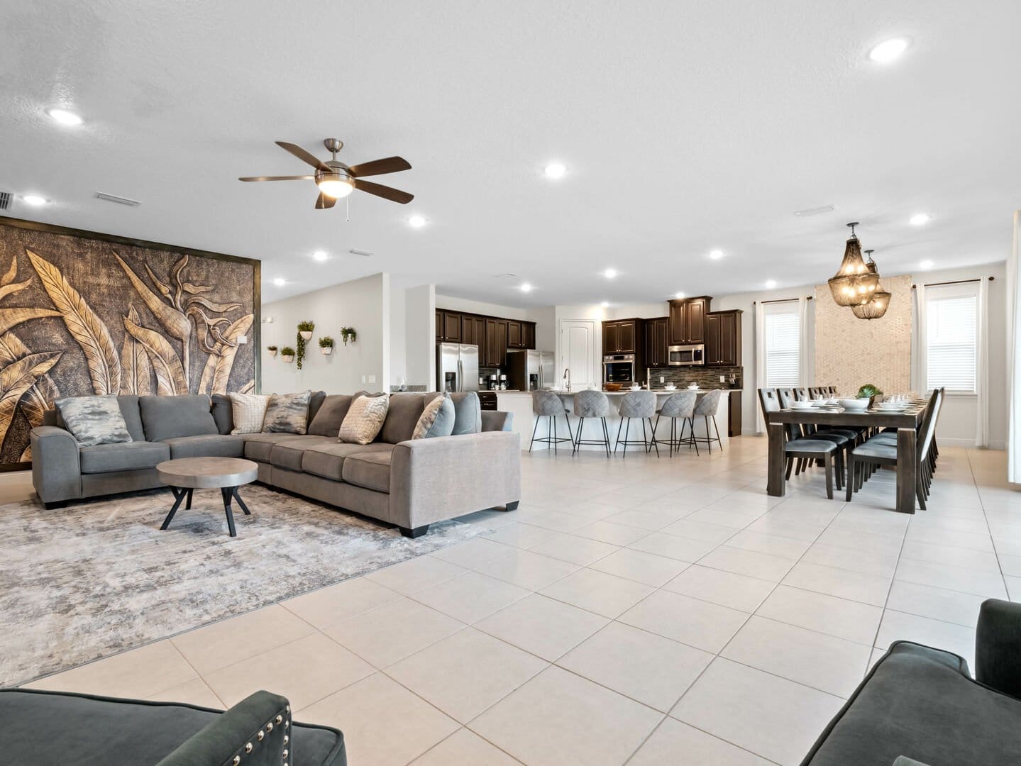 Spacious modern living and dining area.