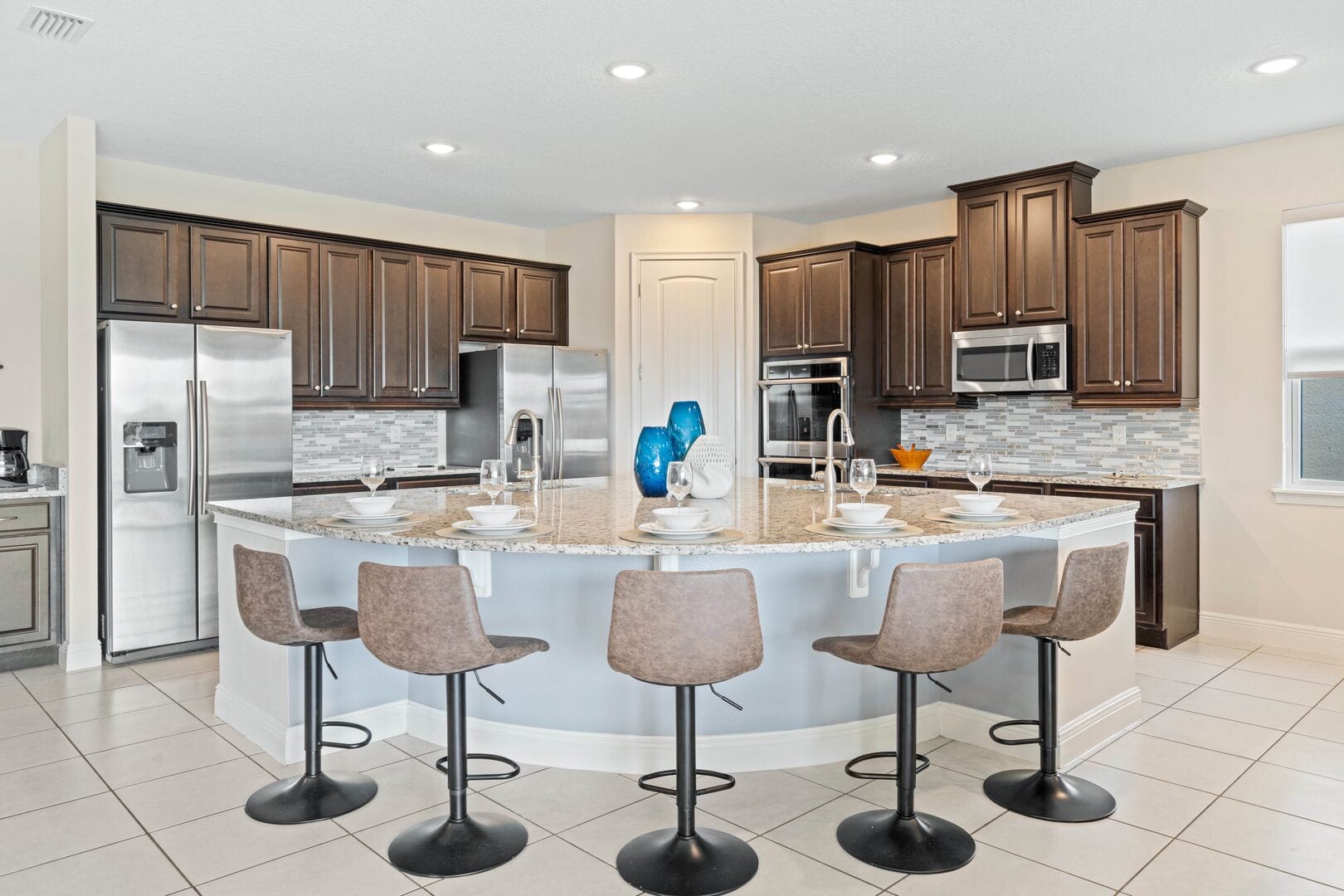 Modern kitchen with large island.