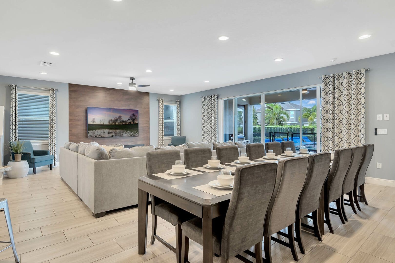 Modern open-concept living and dining area