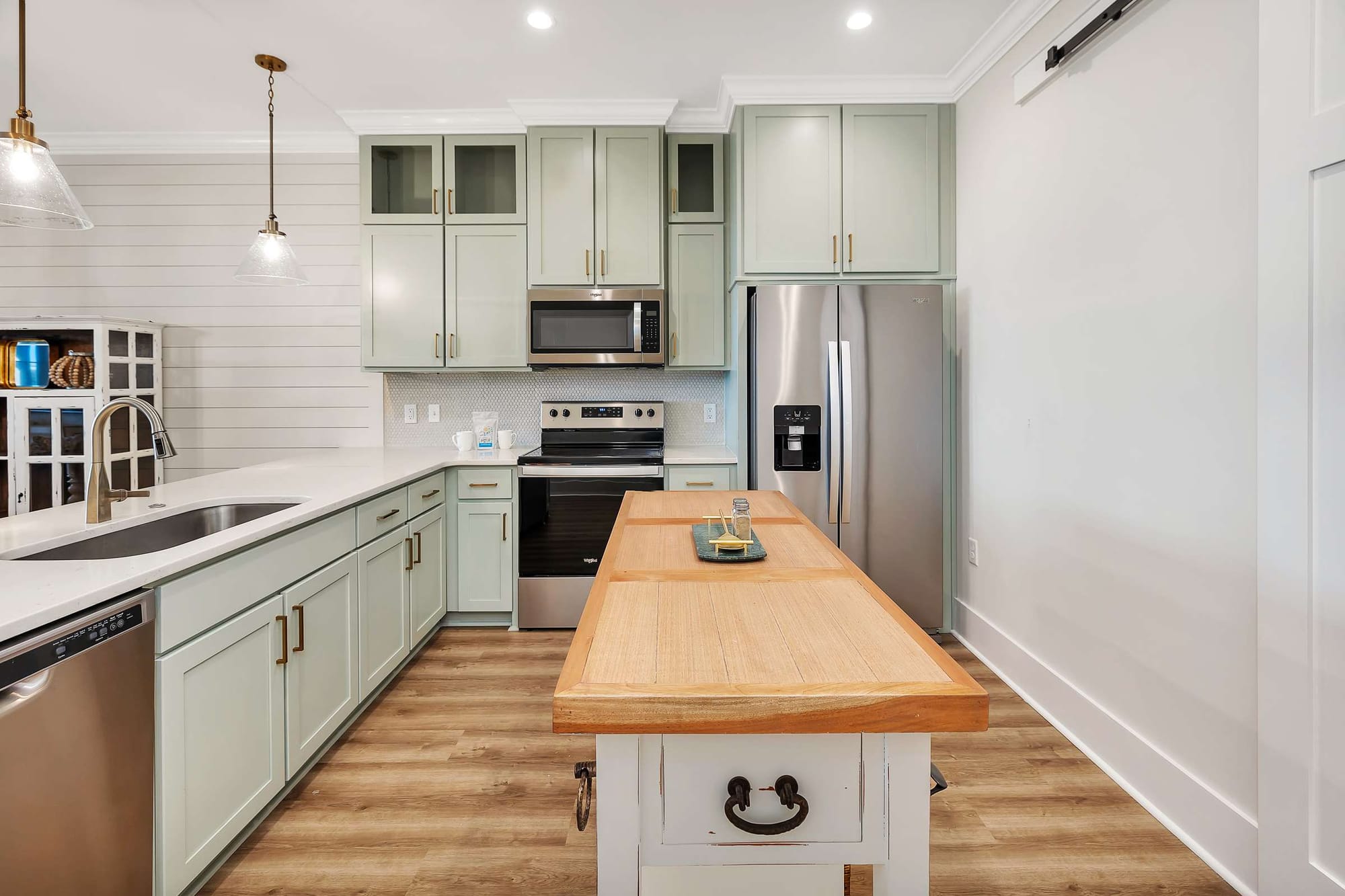 Modern kitchen with island countertop.