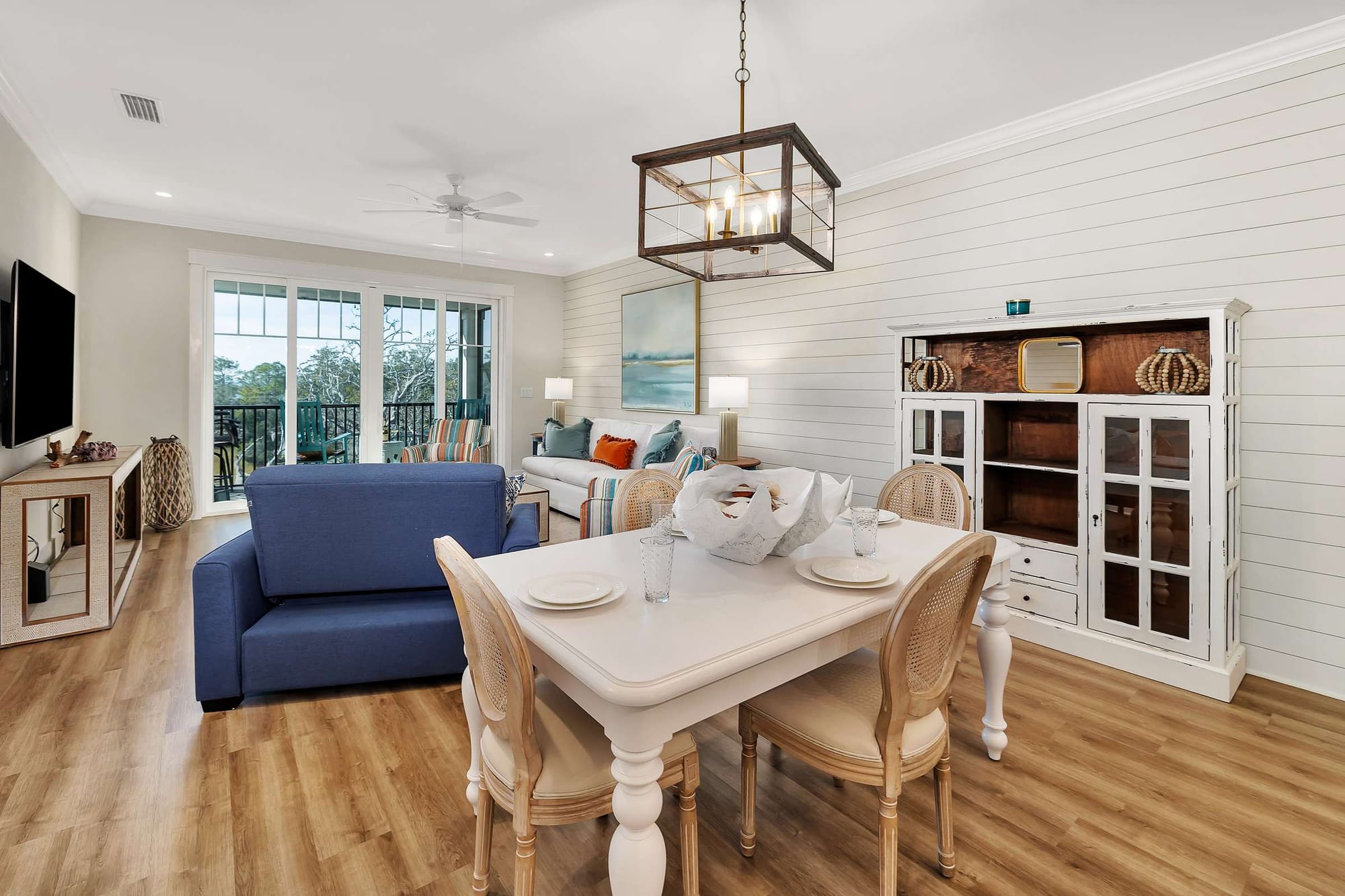 Bright, cozy living-dining room.