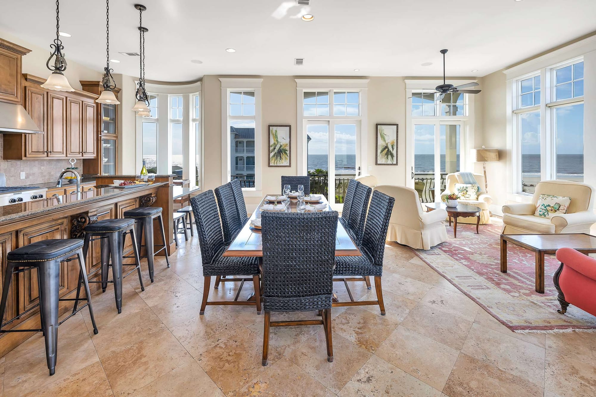 Open-plan kitchen and living area.