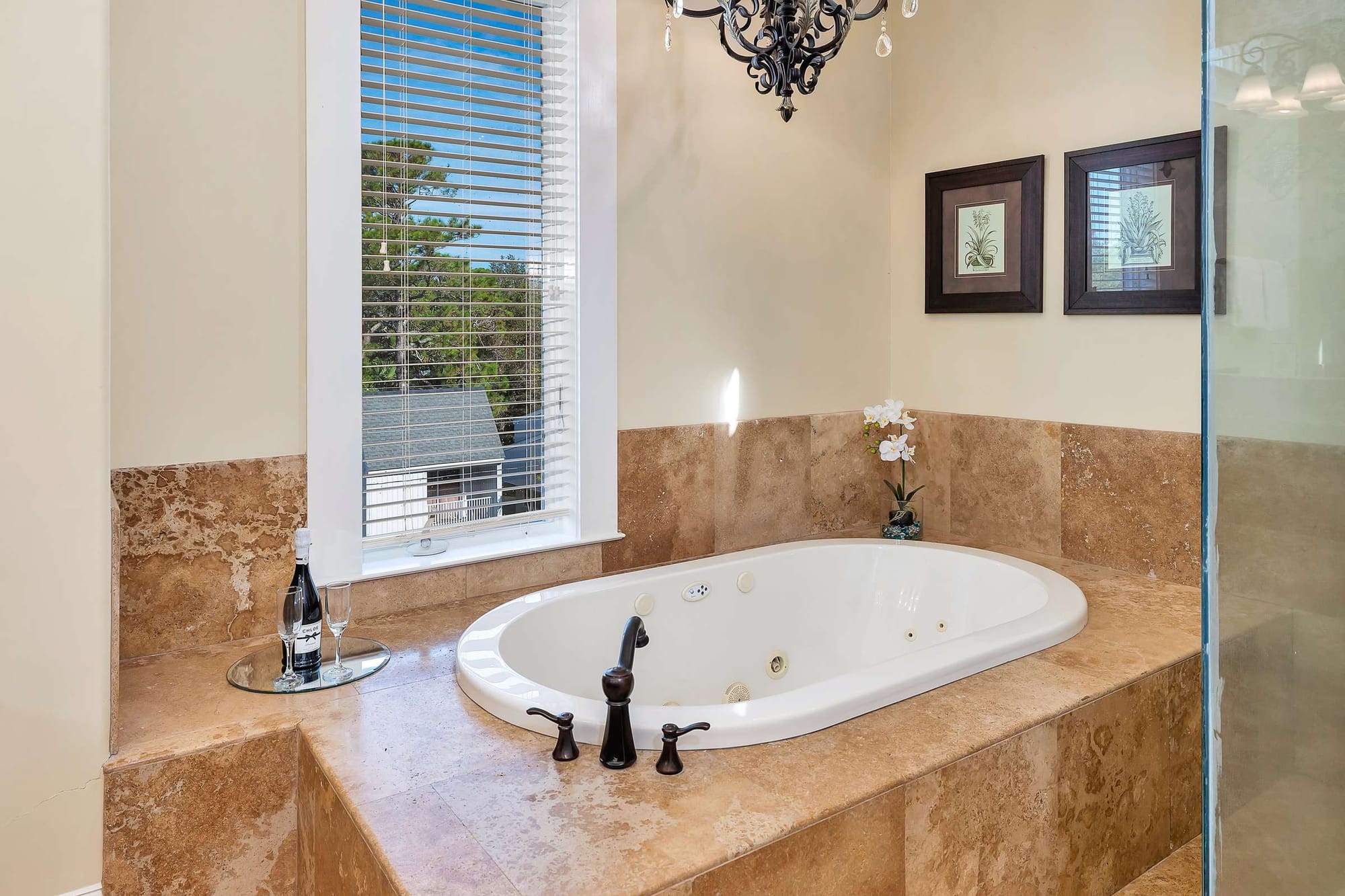 Luxurious bathtub with spa ambiance.