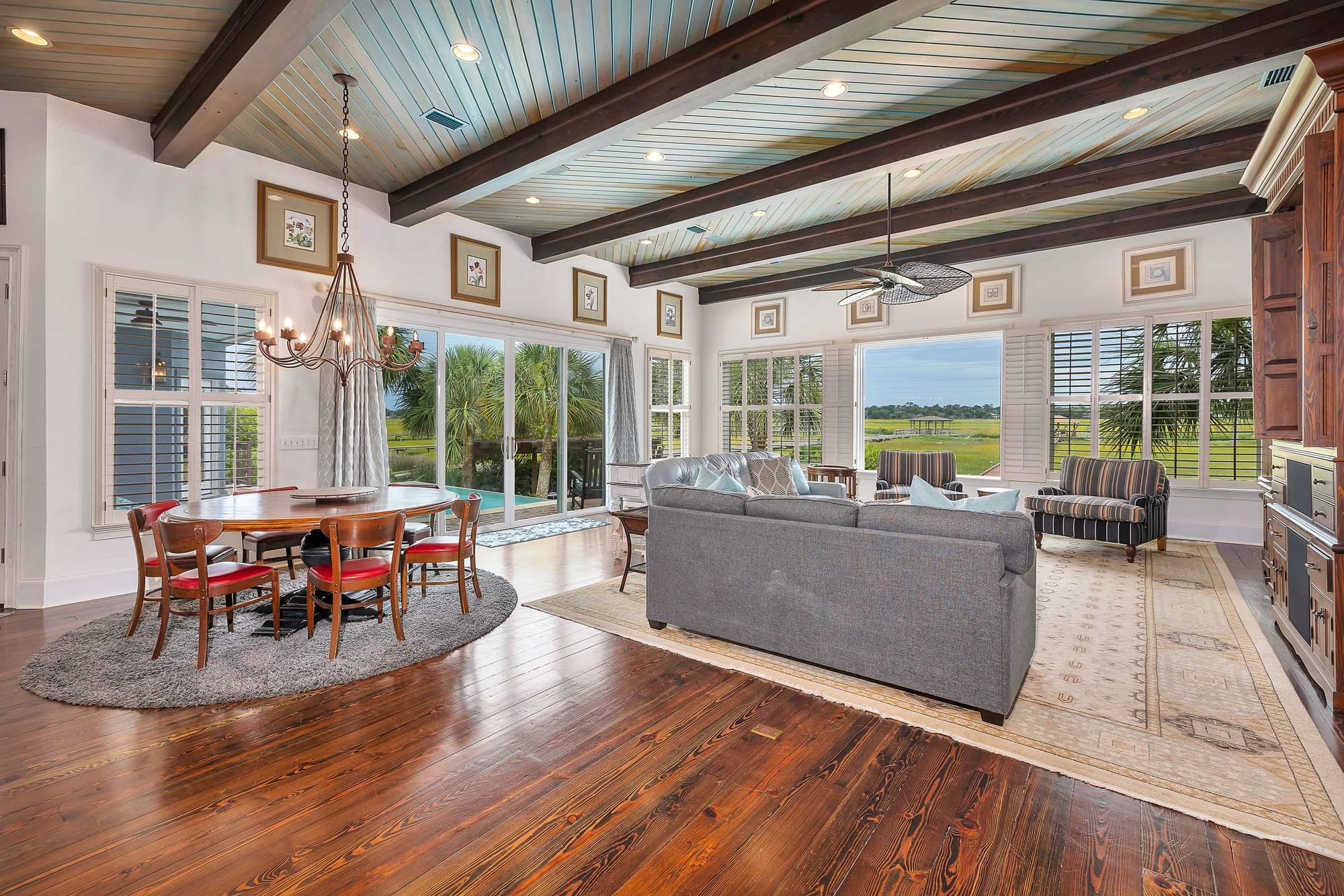 Open-concept living room with views.