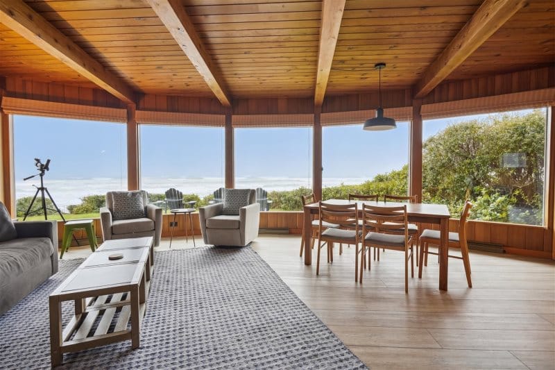 Ocean-view living and dining area.