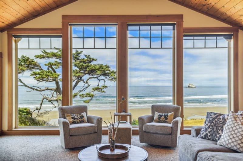 Living room with ocean view.