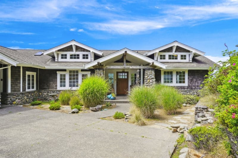 Rustic house with stone facade.