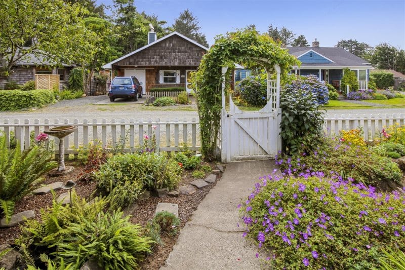 Garden path leading to gate.