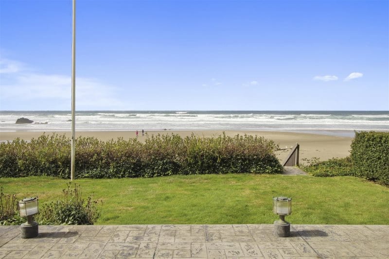 Beach view from a patio.