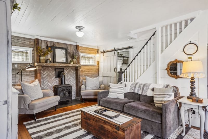 Cozy rustic living room interior.