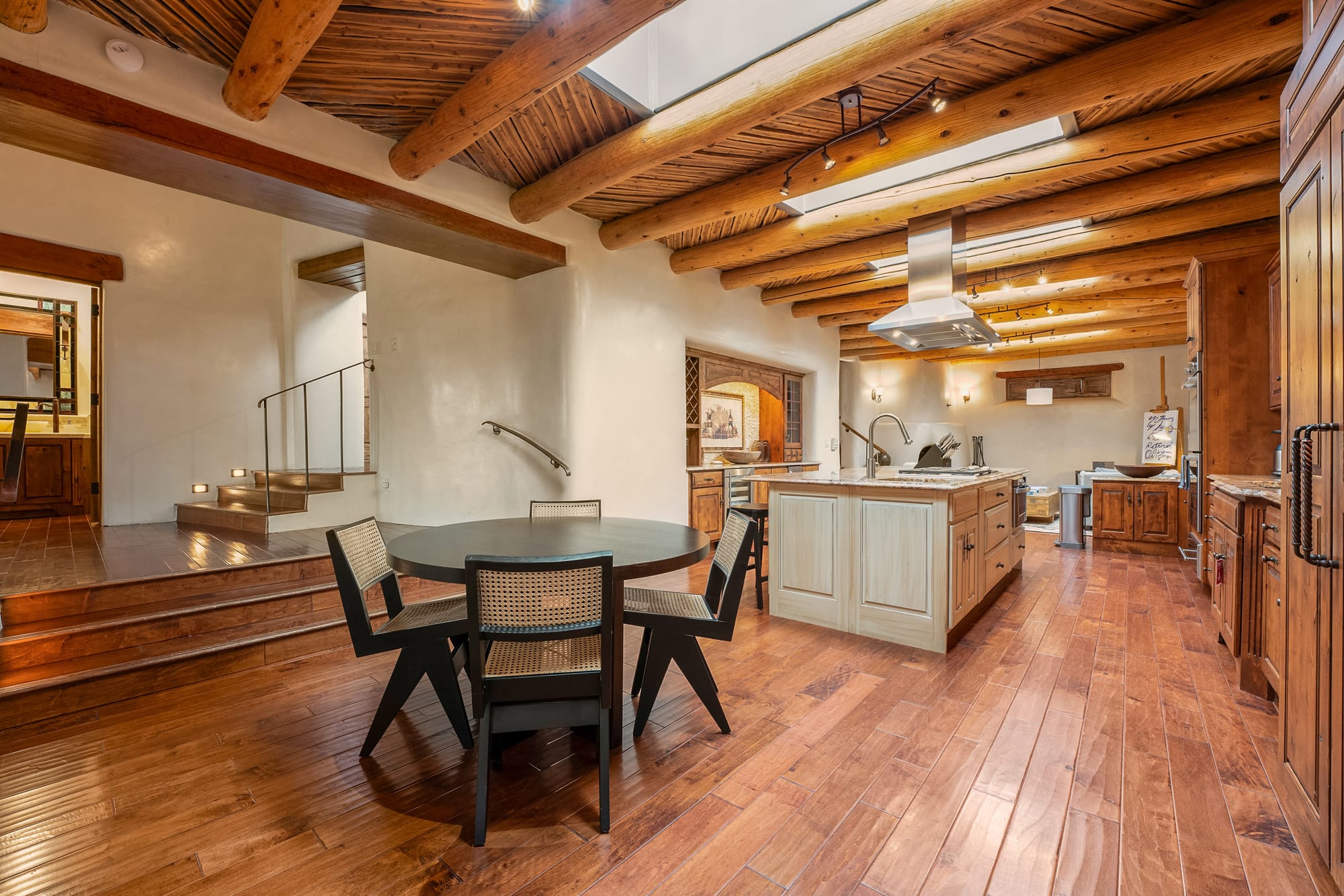 Rustic kitchen with dining area.