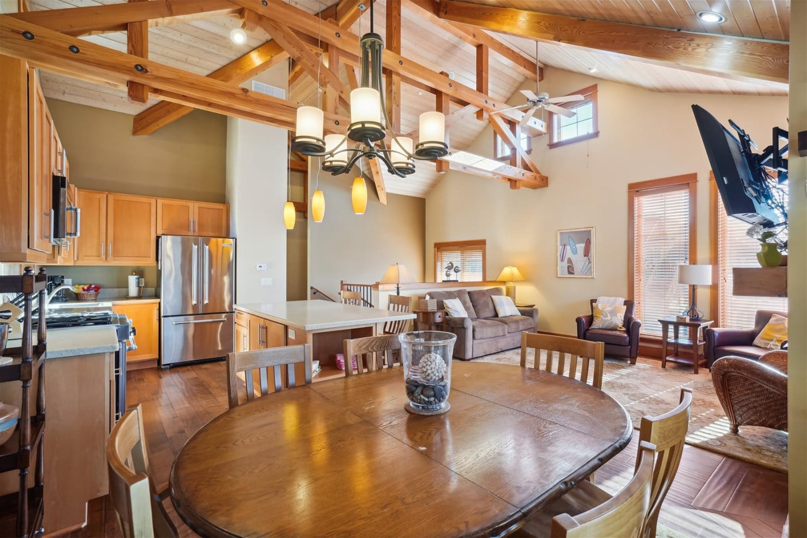 Open-concept kitchen and living room.