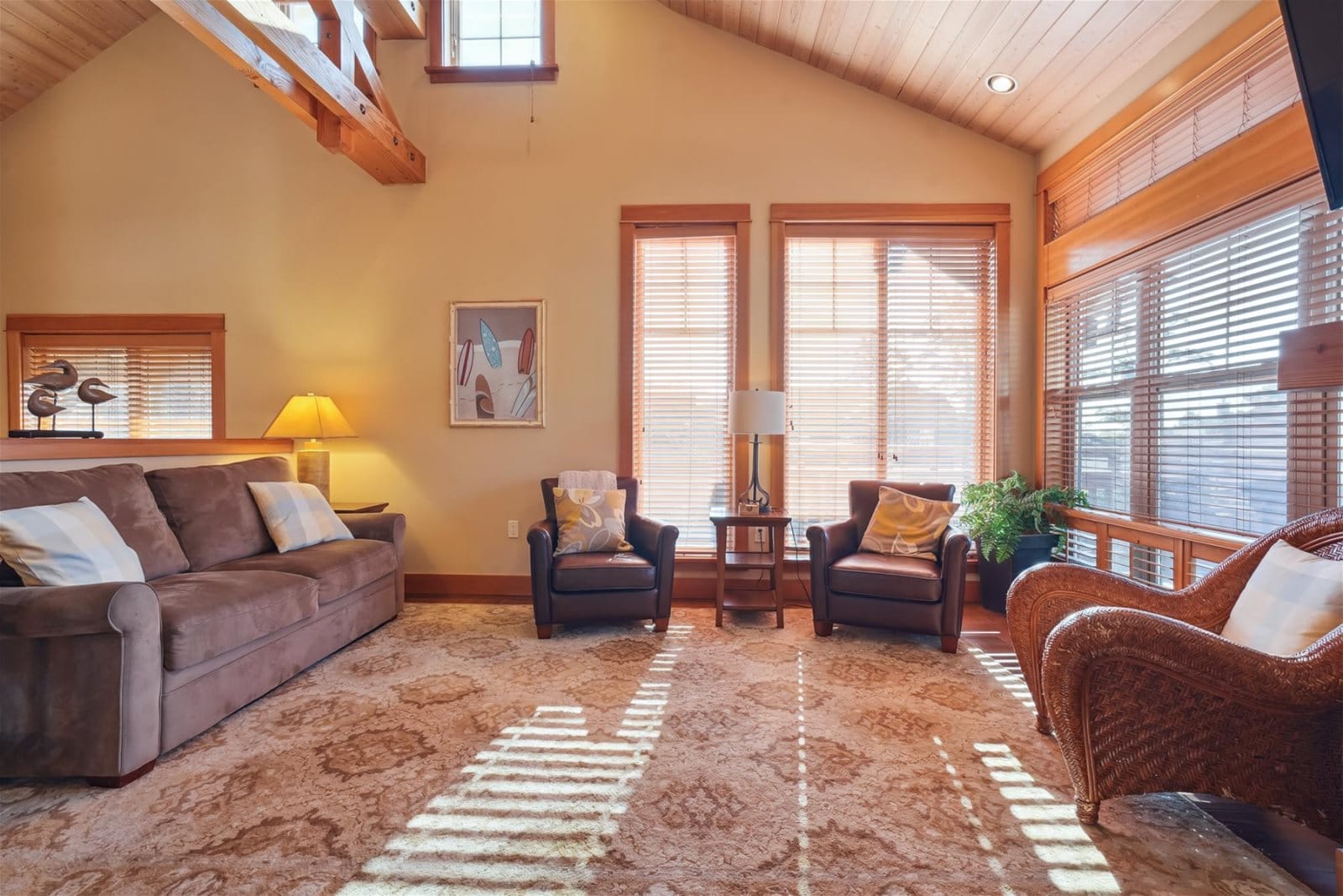 Cozy living room with large windows.