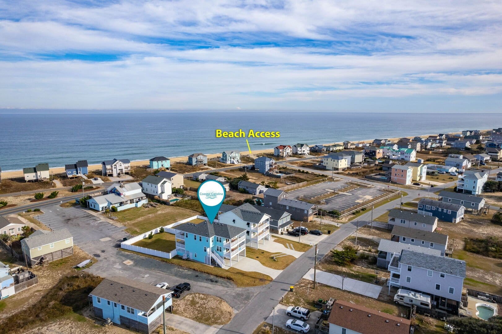 Coastal neighborhood with beach access.