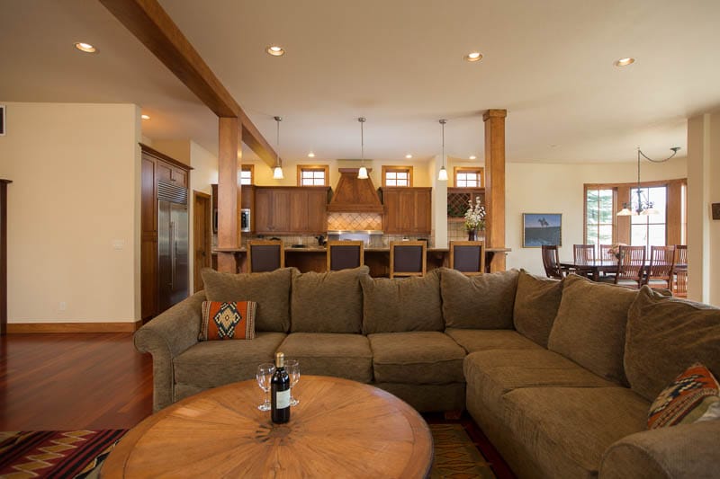 Open-plan living room with kitchen.