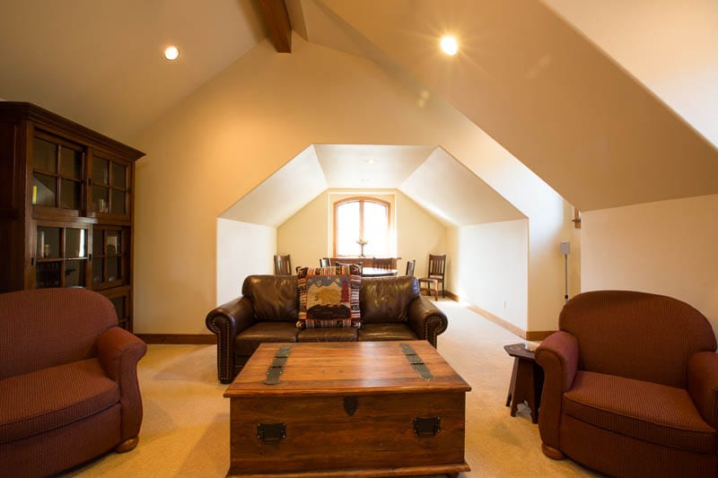 Cozy attic living room space.