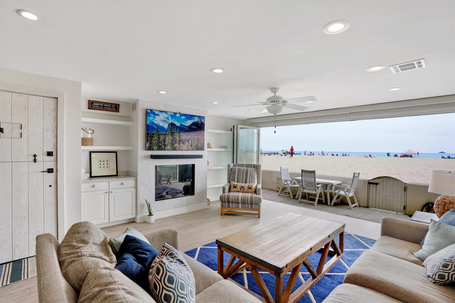 Living room with beach view.