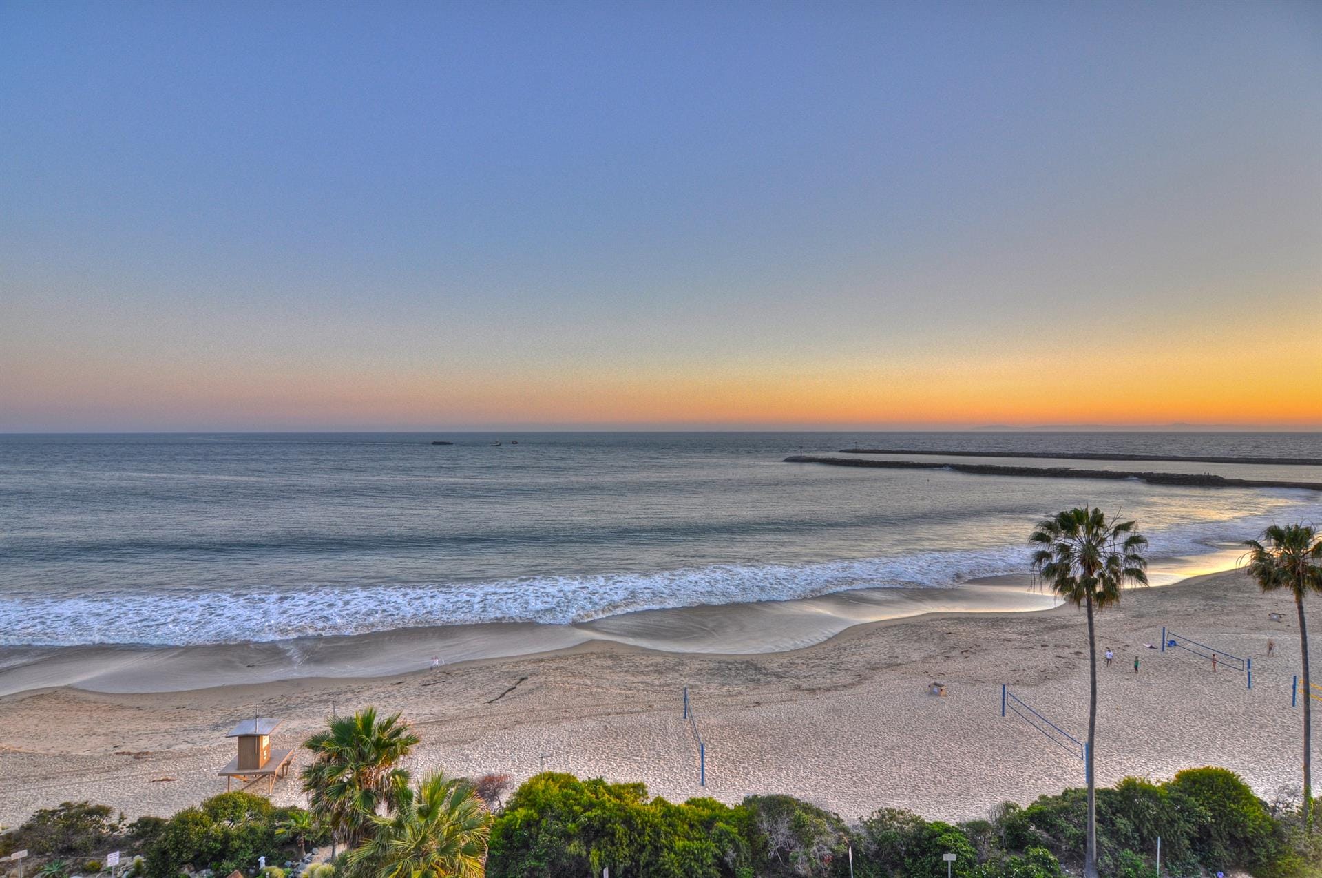 Serene beach at sunset time.