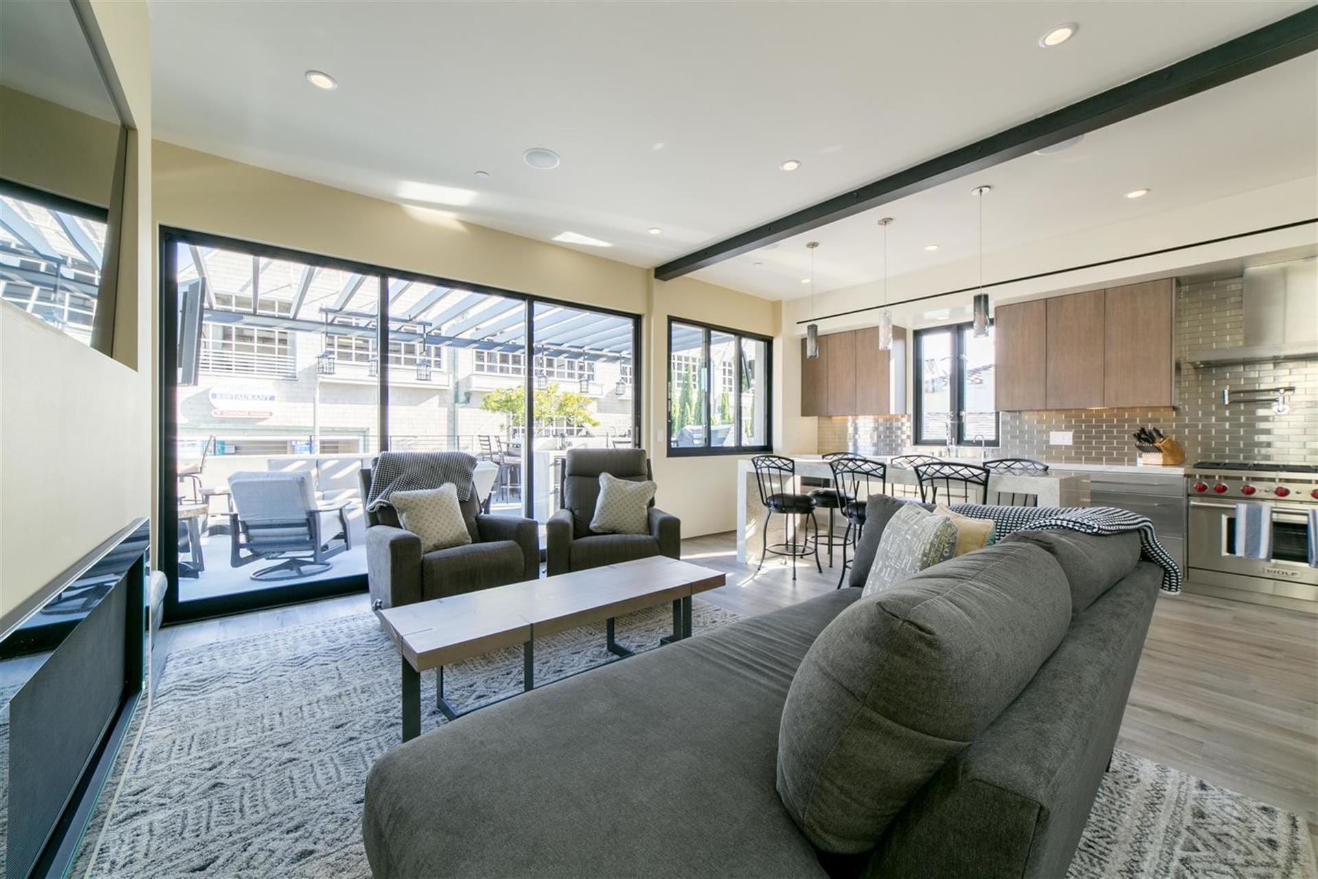 Modern open-concept living kitchen area.