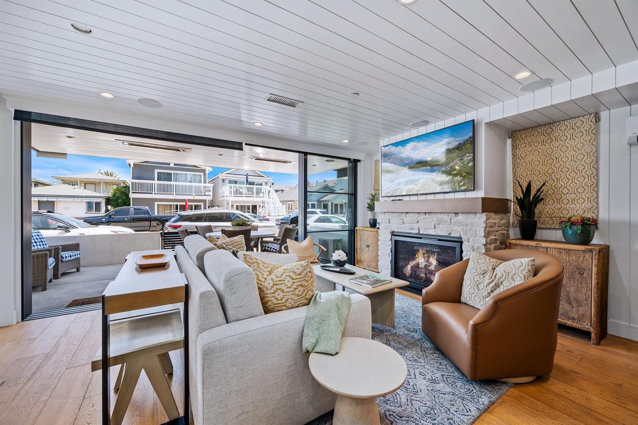 Modern living room with outdoor view