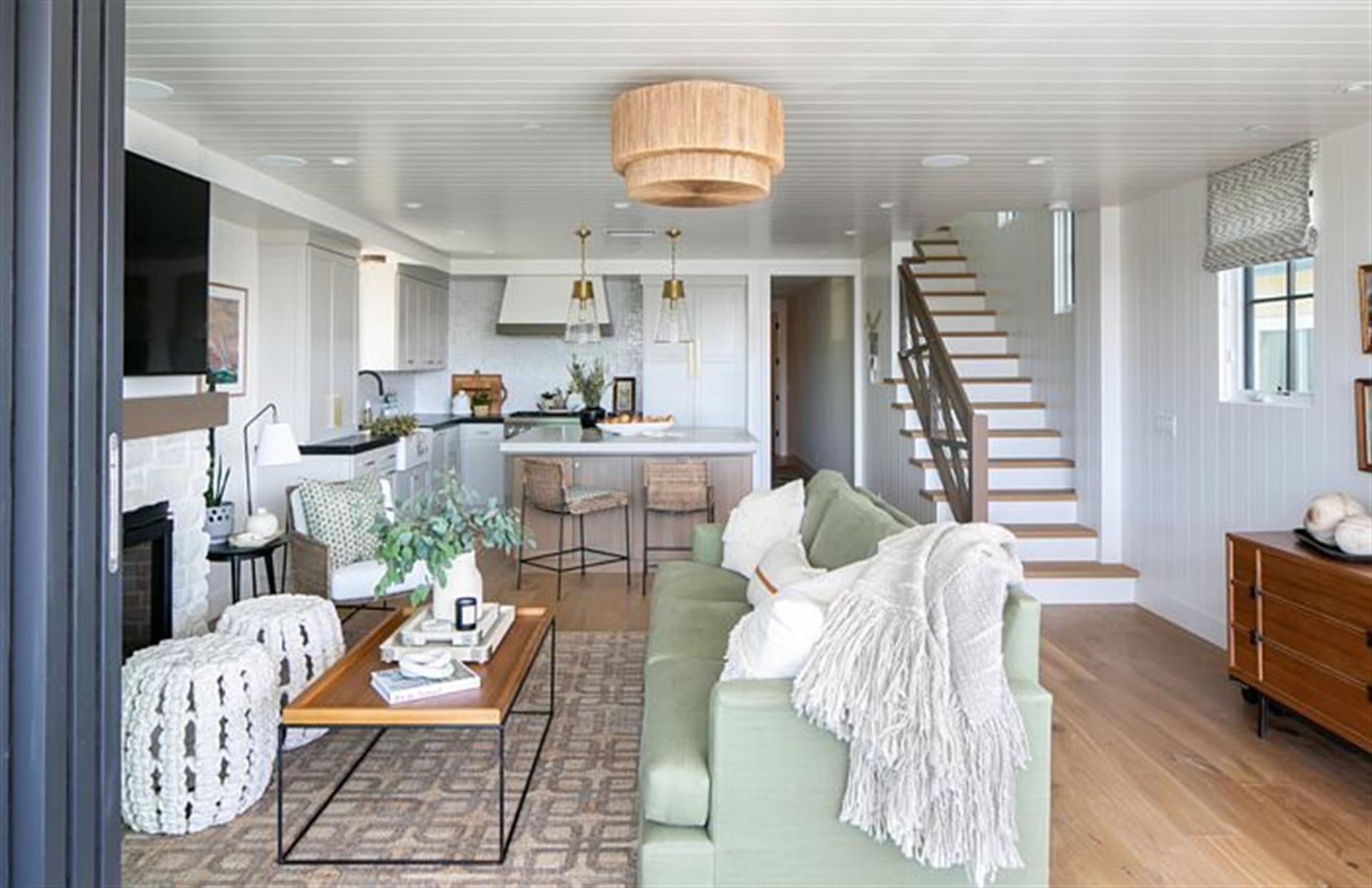 Modern open-concept living room kitchen.