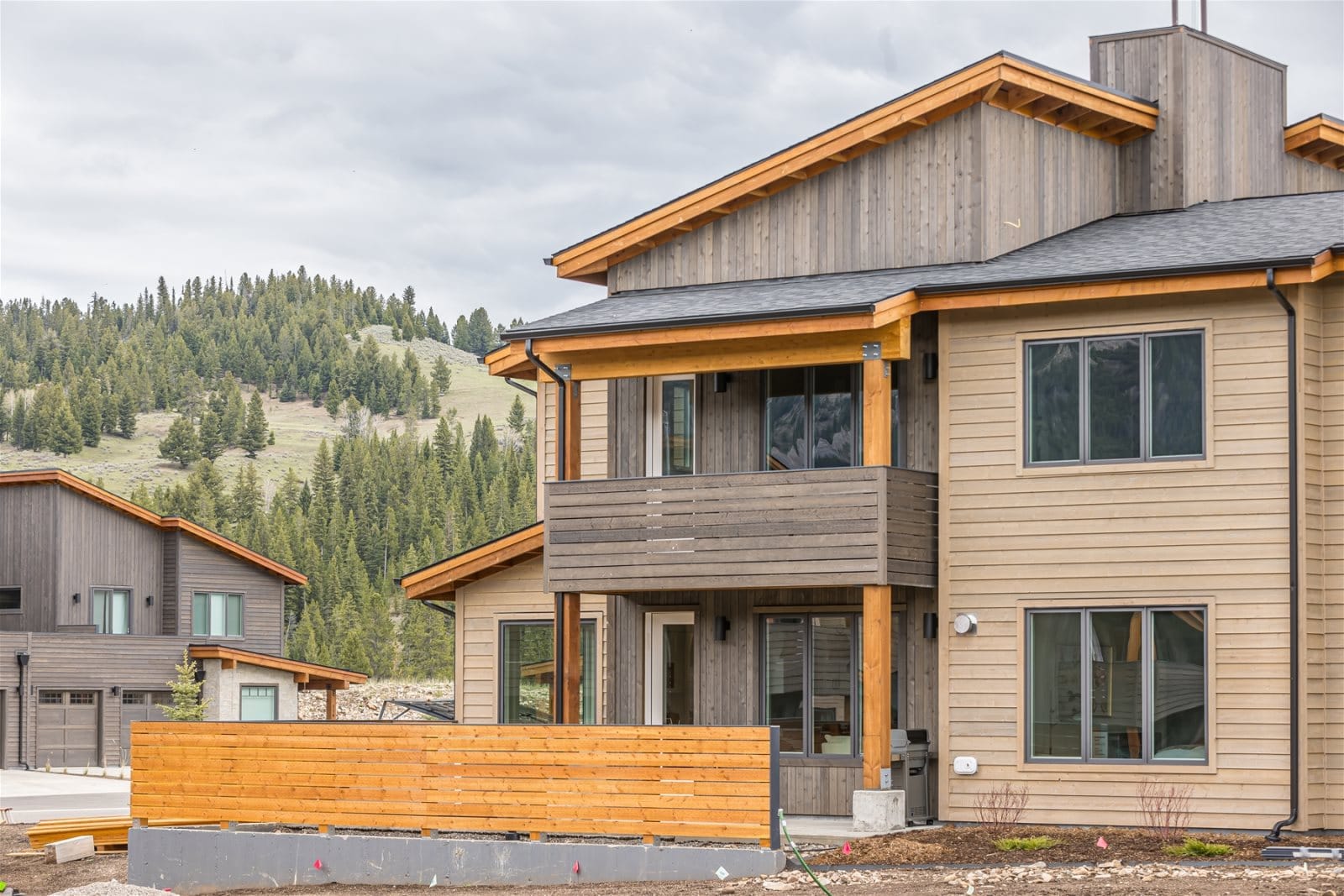 Modern house with wooden exterior.