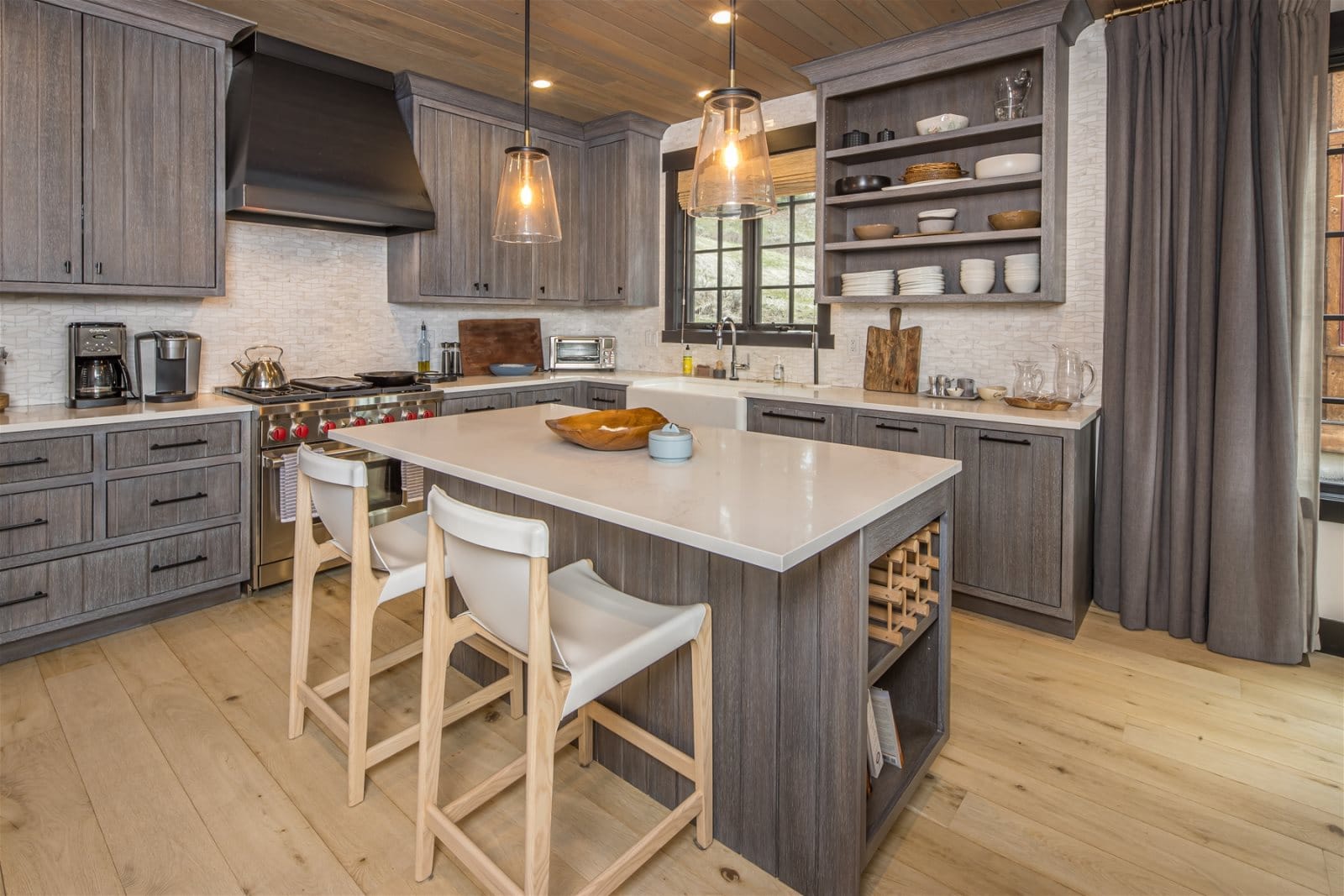 Modern kitchen with wooden cabinets