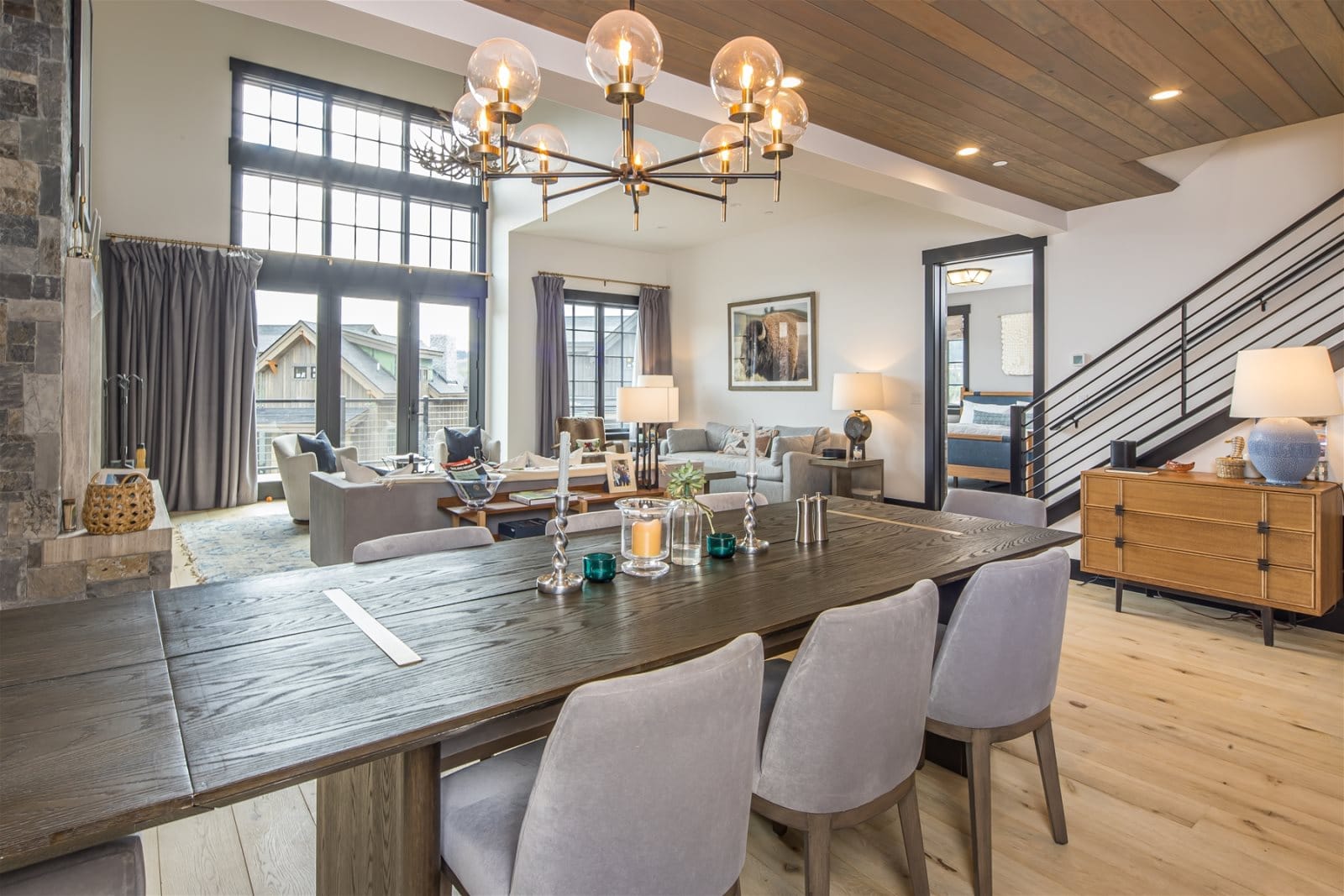 Modern open-concept living and dining area.