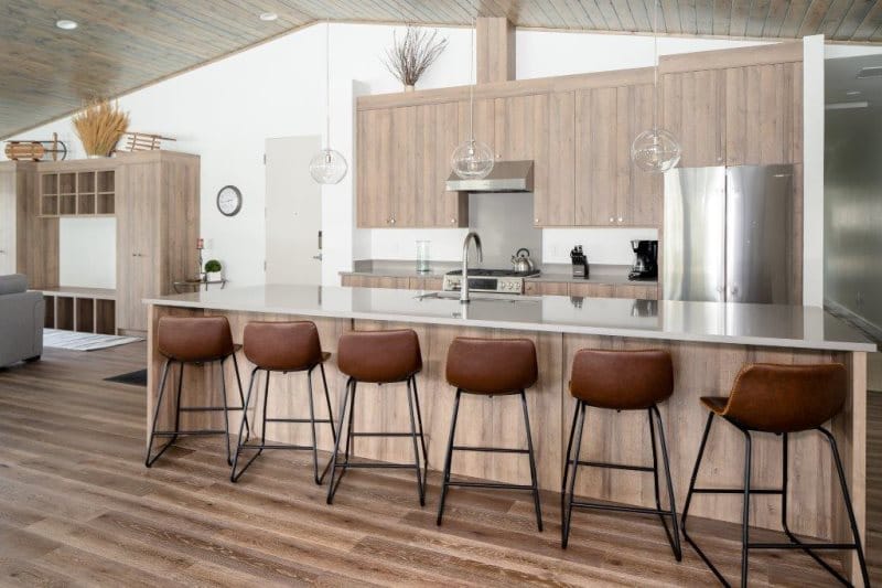 Modern kitchen with bar stools