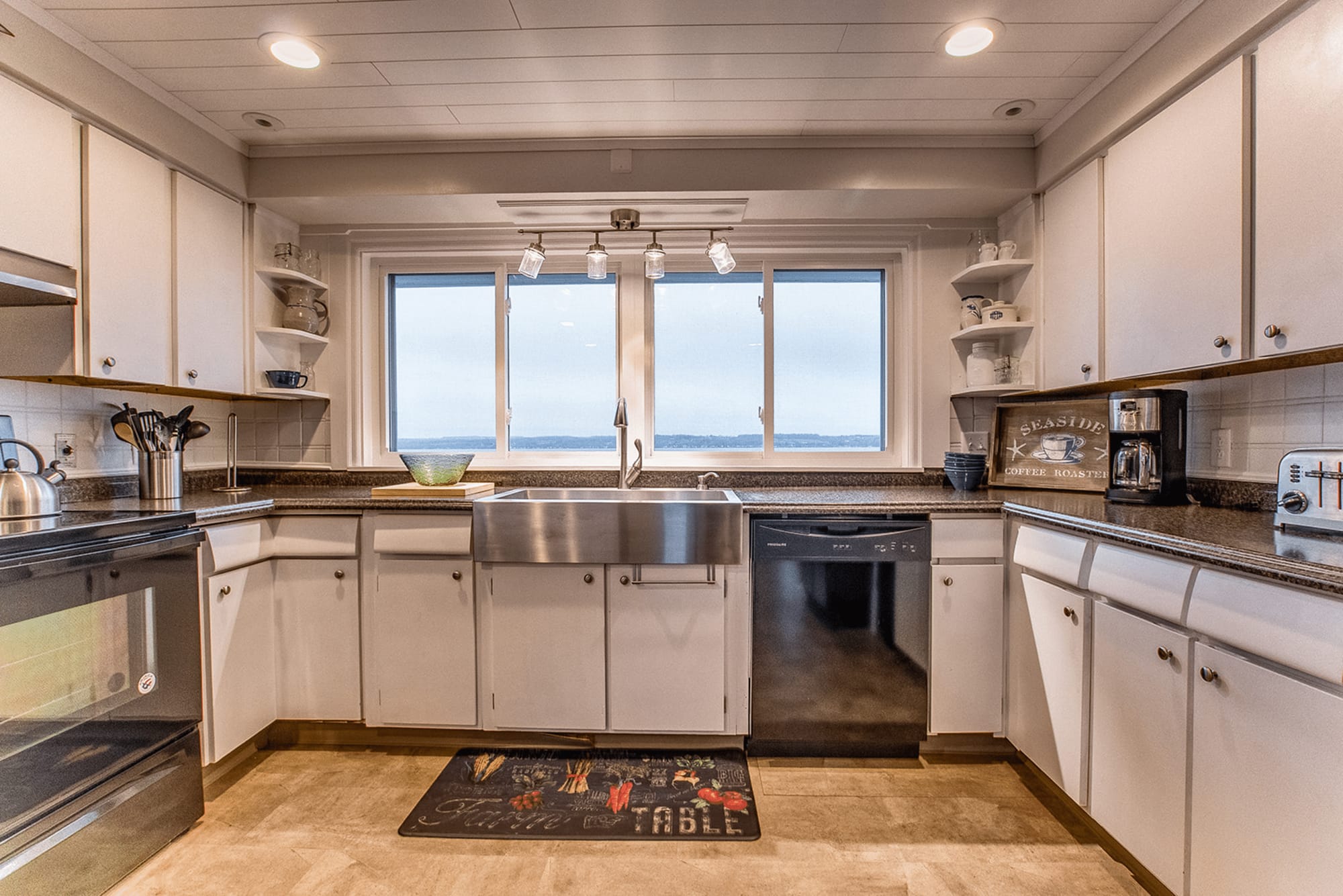 Modern kitchen with large window